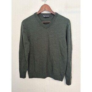 Hart Schaffner Marx Men's Green 100% Merino Wool V-Neck Sweater Size M